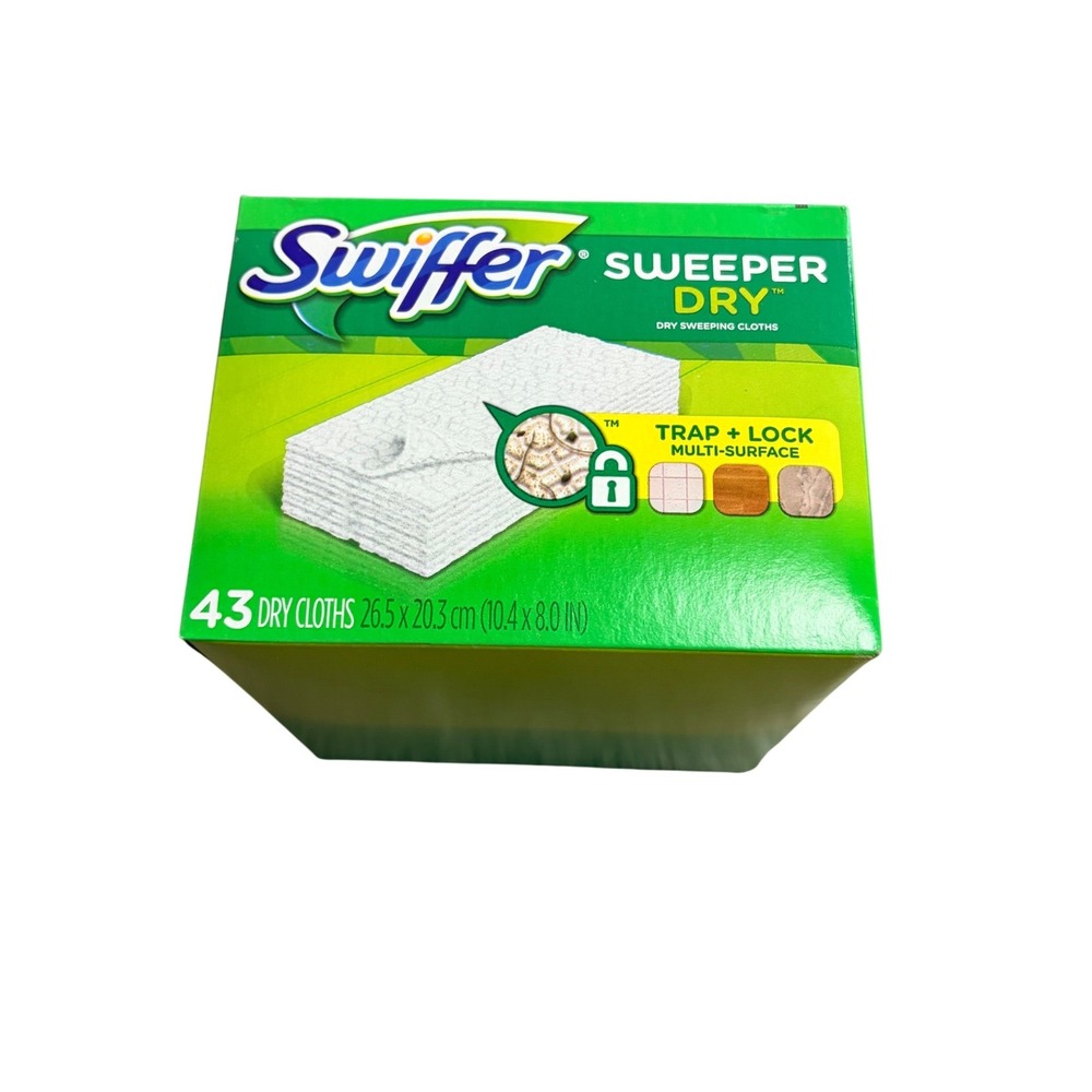 Swiffer Sweeper Dry Sweeping Cloths Refills 43 Count Multi-Surface Trap + Lock